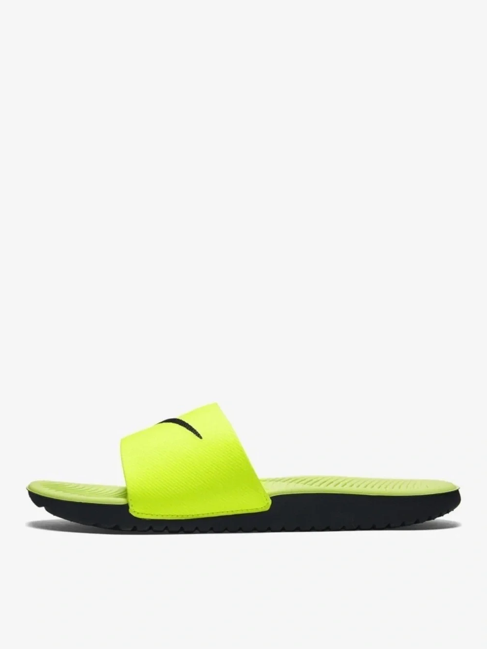 Nike Big Kids Slides Kawa Volt Black 5 Neon Green Yellow boys girl shoes sandals - Picture 3 of 8